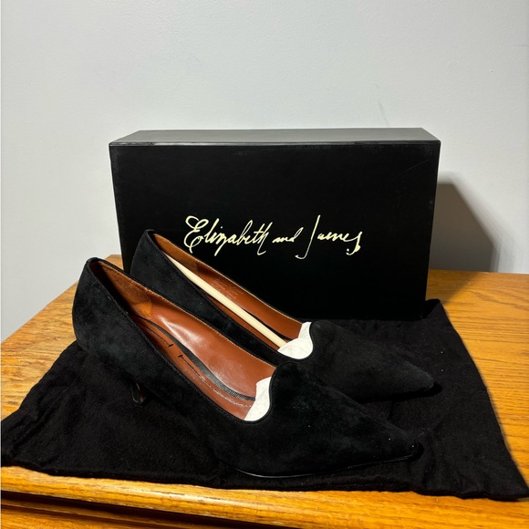 Elizabeth & James Clark Black Suede Heels Size 7.5 - Picture 2 of 5
